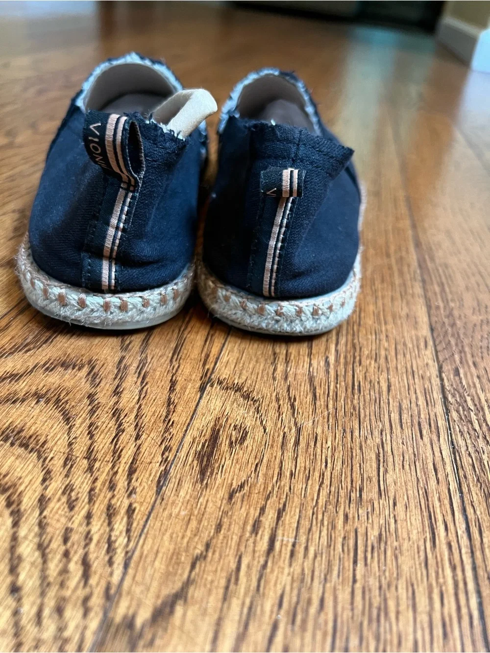 Vionic Black Canvas Espadrille Slip-Ons with Jute Trim